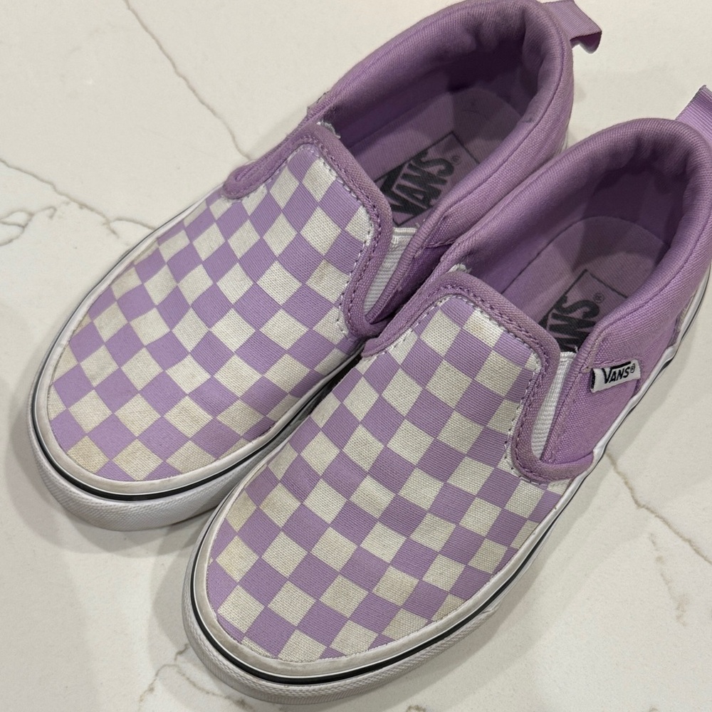 Vans Kids Lavender Checkered Slip-On Sneakers